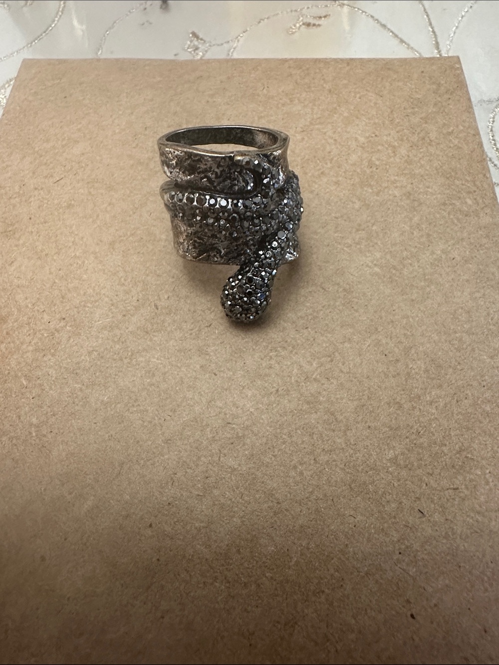 Women's Silver Snake Wrap Ring with Pavé Crystals